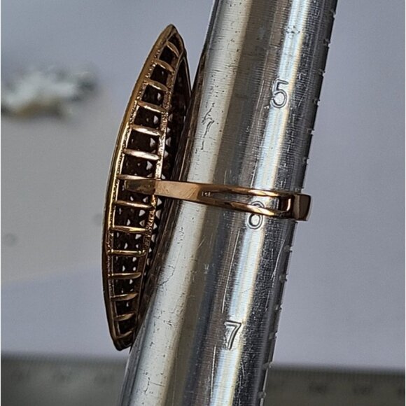 Boho Sterling Silver Rose Gold Marquis Two Tone Full Finger Statement Ring - Picture 13 of 13